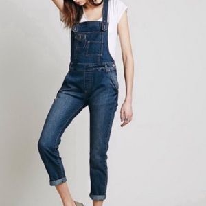 Free People blue denim overalls